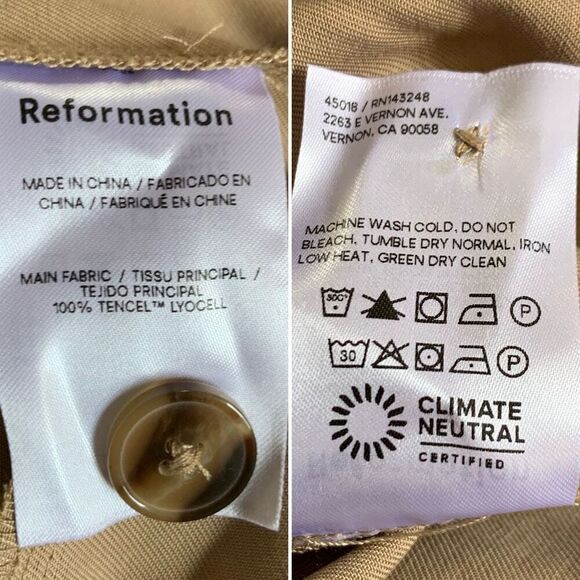 Reformation Mason High Rise Straight Leg Trouser Pant Khaki Size 4 - Picture 10 of 12